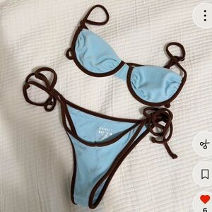 Frankie's Bikinis Blue and brown terry Bikini